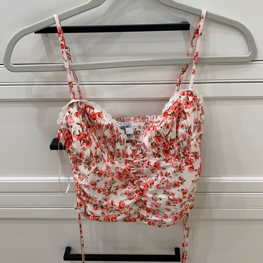 Pink floral princess polly crop top